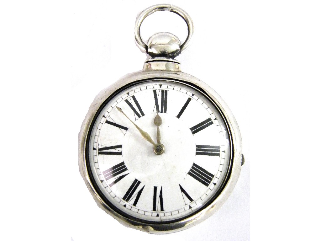 Appraisal: Early th century silver pair cased fusee verge pocket watch