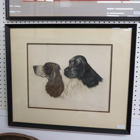 Appraisal: Jean Herblet Engraving cocker spaniels image area approx x pencil