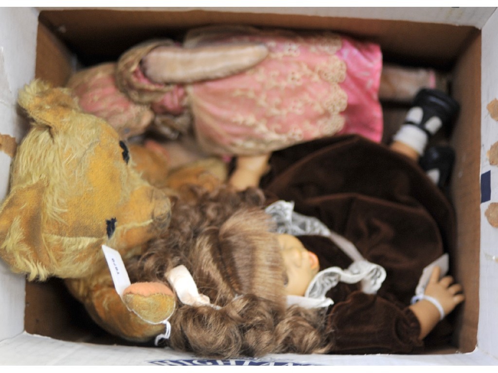 Appraisal: Box of soft toys and a doll