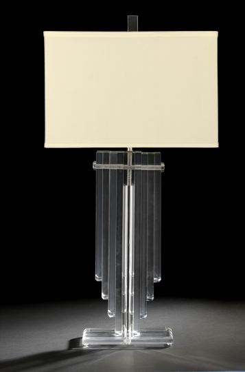 Appraisal: Large Lucite Architectural Table Lamp comprised of eight beveled Lucite