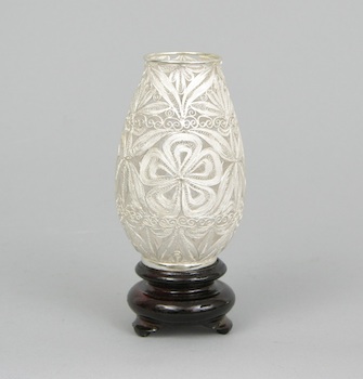 Appraisal: A Sterling Silver Wire Vase Chinese A baluster form sterling