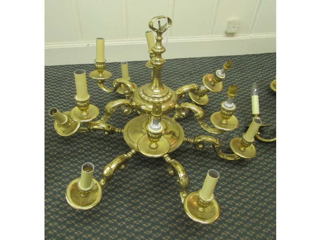 Appraisal: Brass two tier twelve branch ceiling light