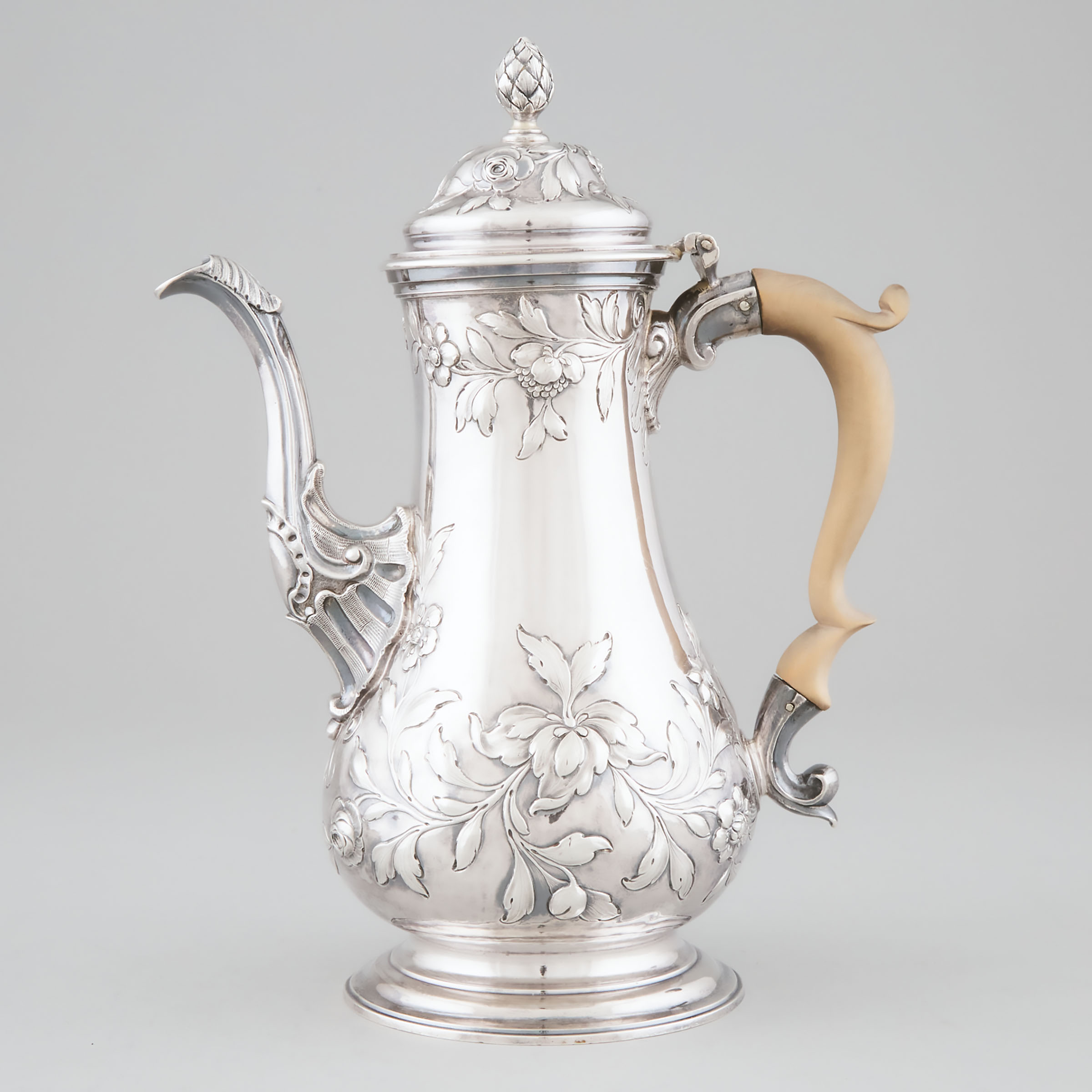 Appraisal: George III Silver Baluster Coffee Pot Thomas Whipham Charles Wright