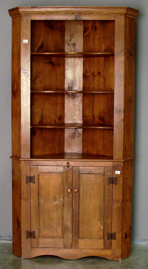 Appraisal: Pine -pc corner cupboard h w