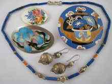 Appraisal: A mixed lot comprising an ethnic necklace three enamel items