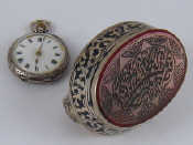 Appraisal: A silver cased pocket watch approx cm wide together with