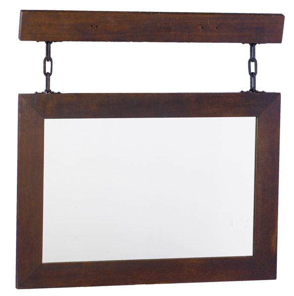 Appraisal: ROYCROFT Hanging mirror with chains Unsigned Frame x