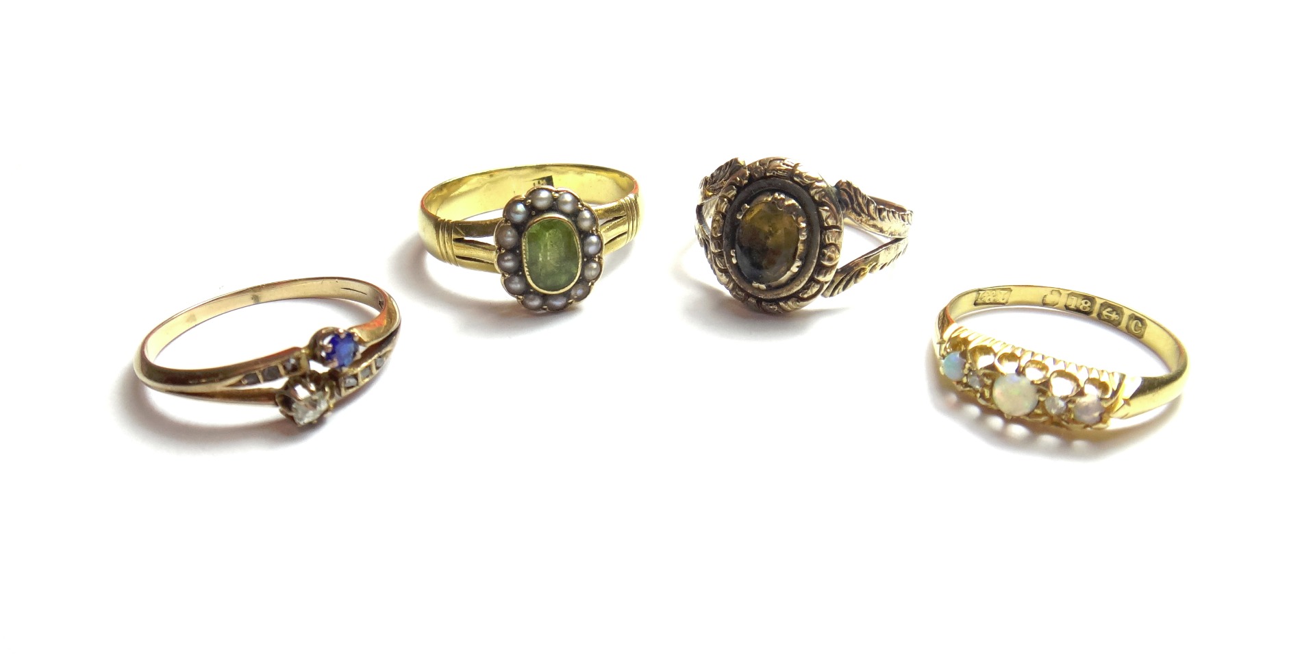 Appraisal: An ct gold opal and diamond set five stone ring