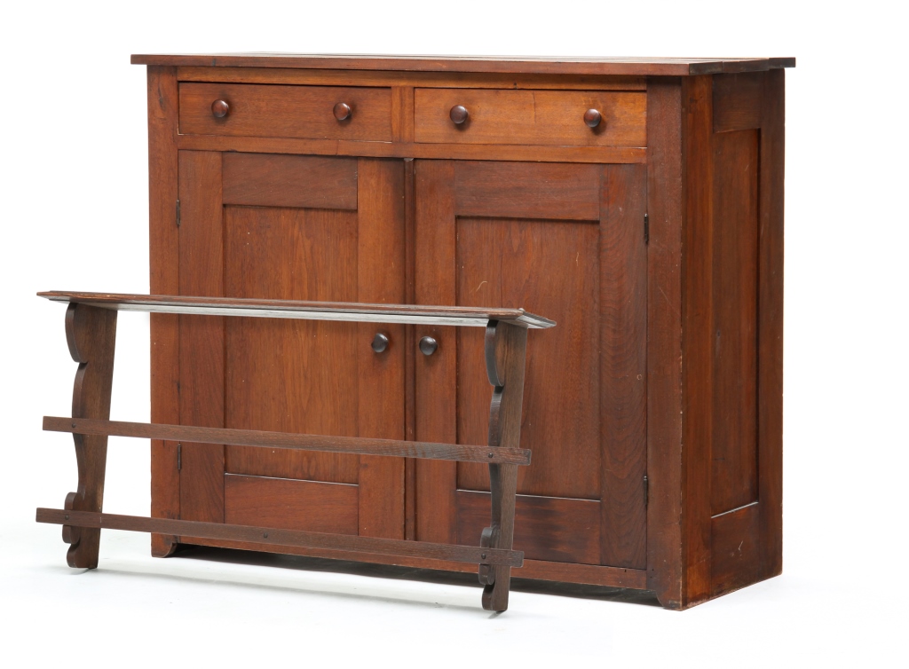 Appraisal: AMERICAN CUPBOARD BASE AND PLATE RACK Nineteenth century Walnut and