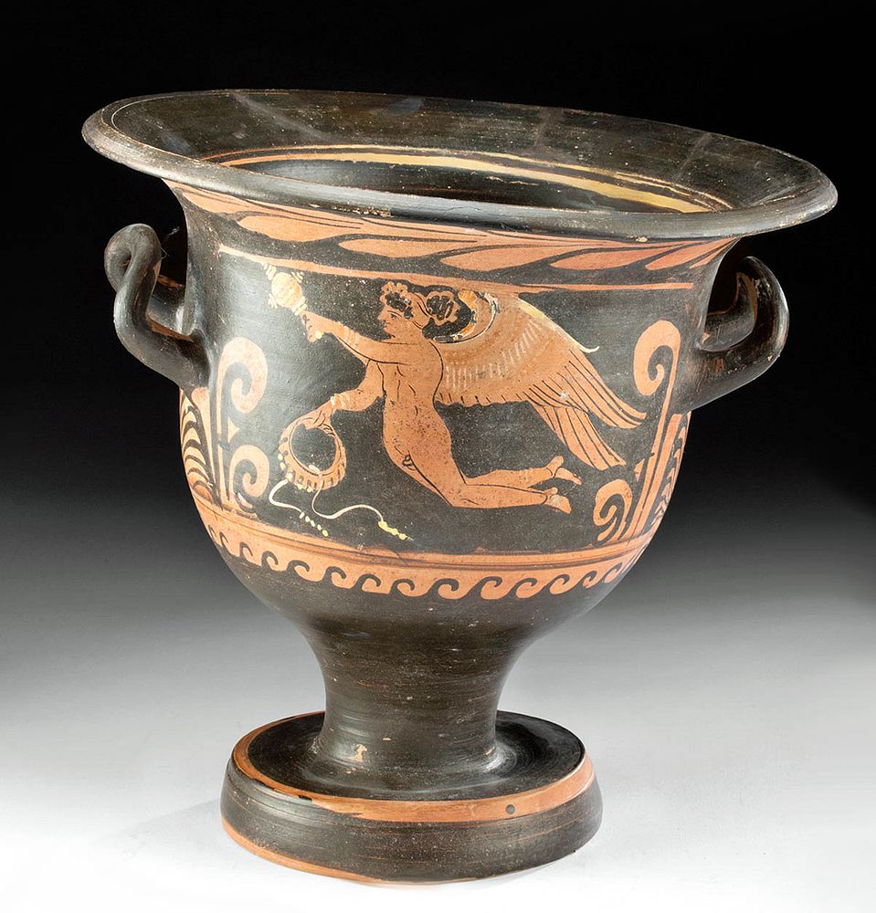 Appraisal: Greek Apulian Pottery Bell Krater - Eros Maenad Magna Graecia