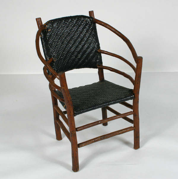 Appraisal: Hickory chair wrap-around back arm woven seat and back tandem