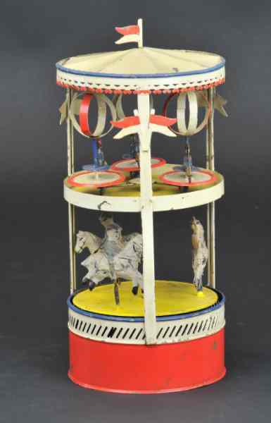 Appraisal: DOUBLE TIER CAROUSEL Germany possibly Gunthermann hand painted upper tier