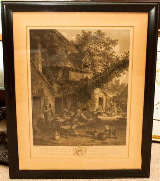 Appraisal: th century British engraving ''The Jocund Peasants'' framed Estimate -