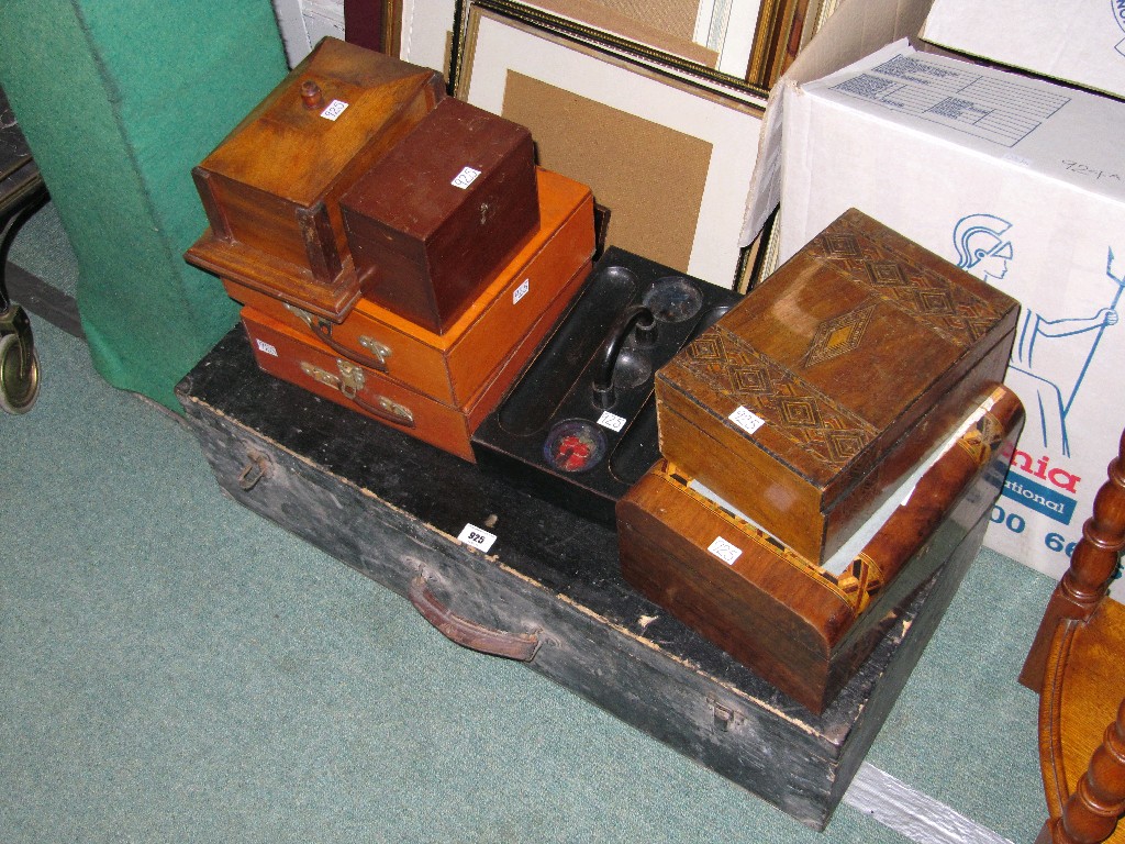 Appraisal: Lot comprising a box of tools a desk stand two