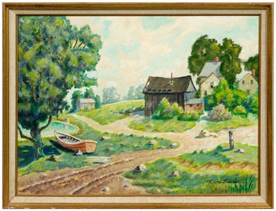 Appraisal: R Hal Burriss painting Florida - buildings in rural landscape