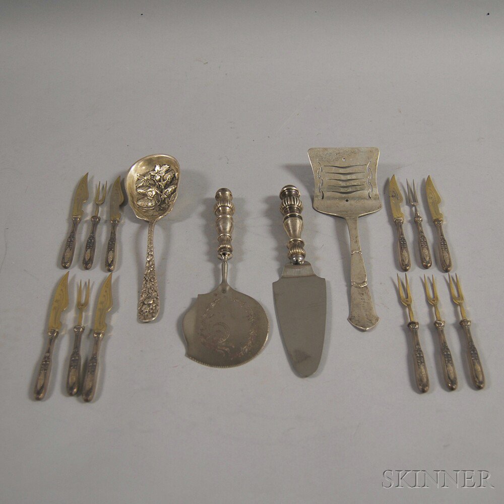 Appraisal: Small Group of Mostly Continental Silver Flatware a German silver