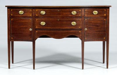 Appraisal: Federal style inlaid sideboard mahogany with bellflower and quarter fan