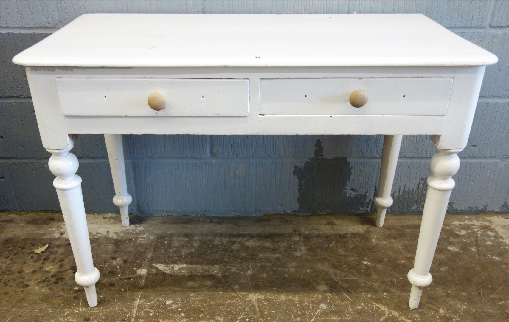 Appraisal: A Victorian white painted pine side table with two drawers