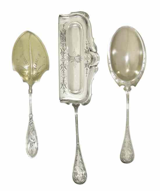 Appraisal: Three American Aesthetic Sterling Silver Flatware Articles each in the