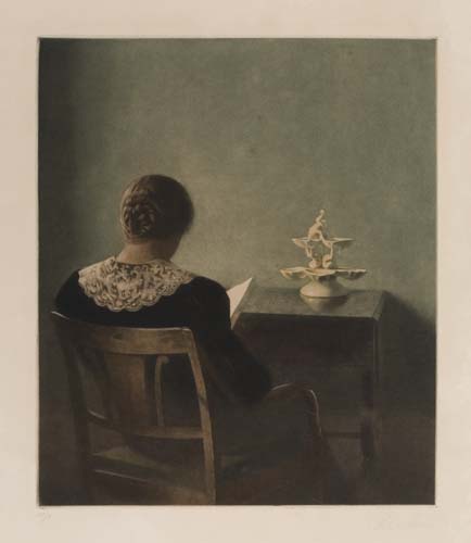 Appraisal: PETER ILSTED Woman Reading Color mezzotint x mm x inches