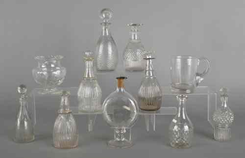 Appraisal: Collection of clear glass to include stoppered bottles etc tallest