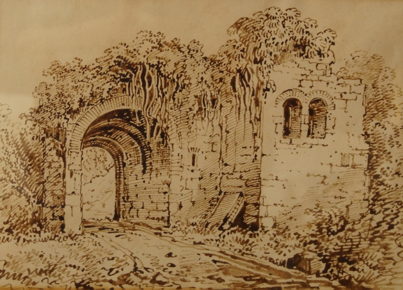 Appraisal: W H Burgess Abbey Ruins pen and ink cm x