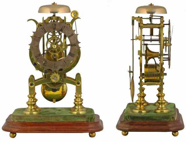 Appraisal: A th Century brass skeleton clock by John Rooke Cirencester