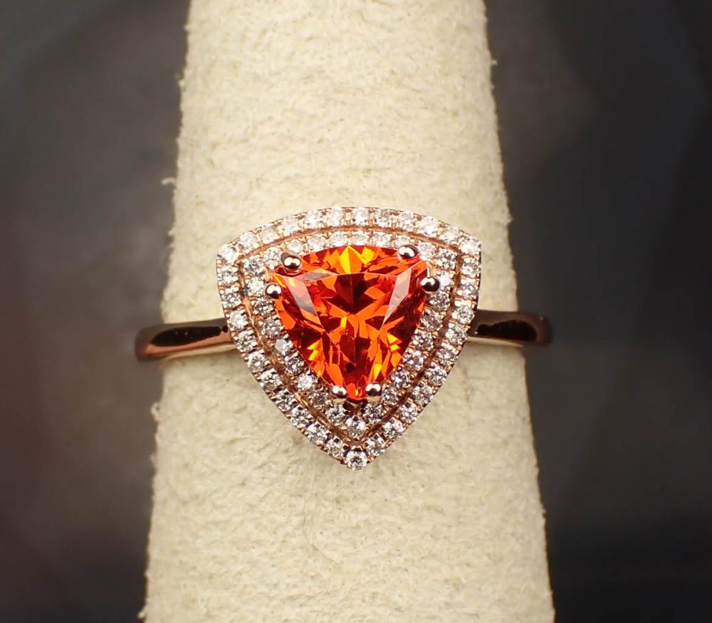 Appraisal: SPESSARTITE GARNET DIAMOND AND FOURTEEN KARAT GOLD RING The rose