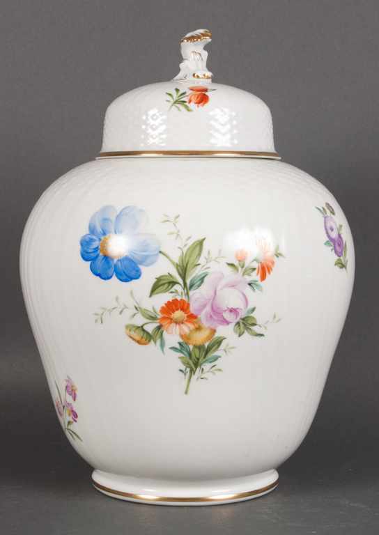 Appraisal: Royal Copenhagen floral decorated porcelain covered jar th century in