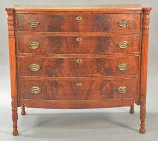 Appraisal: Sheraton bowed front chest with cookie corners and four drawers