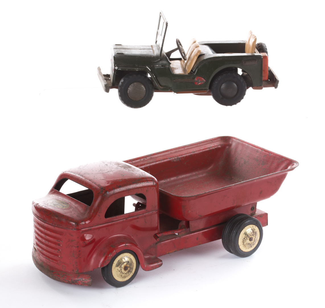 Appraisal: Pressed steel dump truck friction tin jeep s including Richmond