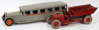 Appraisal: STRUCTO AND COR-COR PRESSED METAL TOY TRUCK AND BUS C