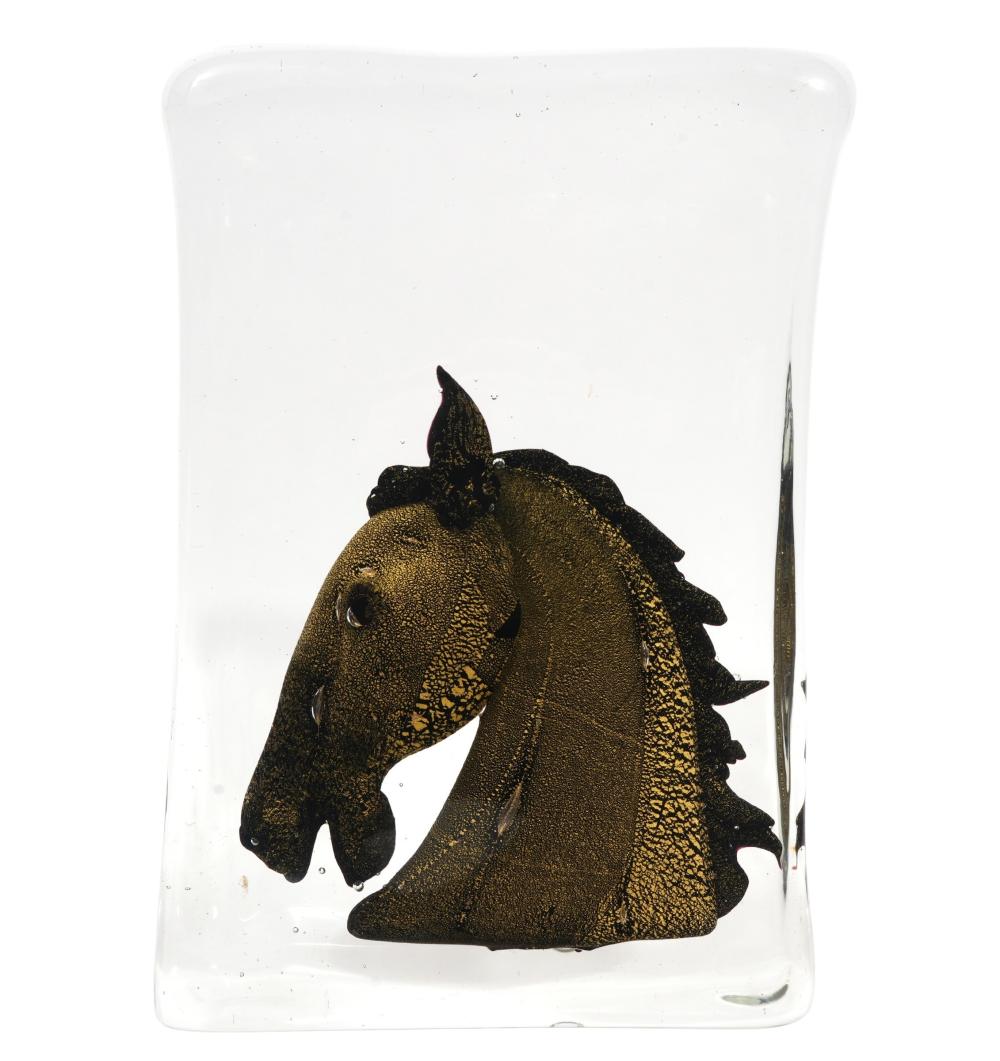 Appraisal: ATTRIBUTED TO BARBINI MURANO GLASS BLOCK WITH HORSE HEADAttributed to