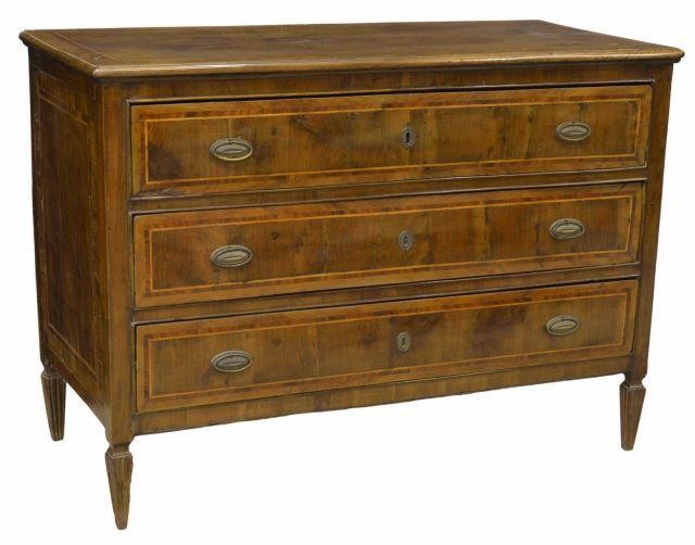 Appraisal: Italian Neoclassical walnut commode th c the rectangular top over