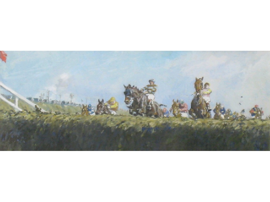 Appraisal: GILBERT HOLIDAY - The Grand National signed under mount watercolour