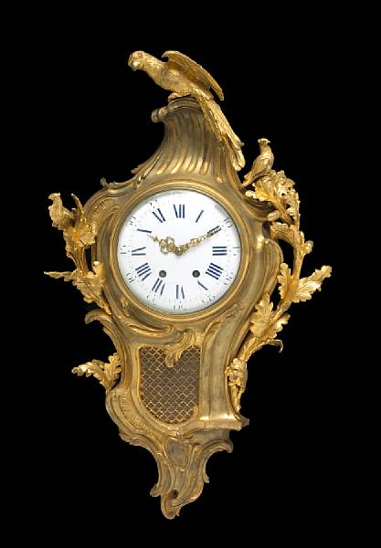 Appraisal: A French gilt bronze cartel clock possibly th century The