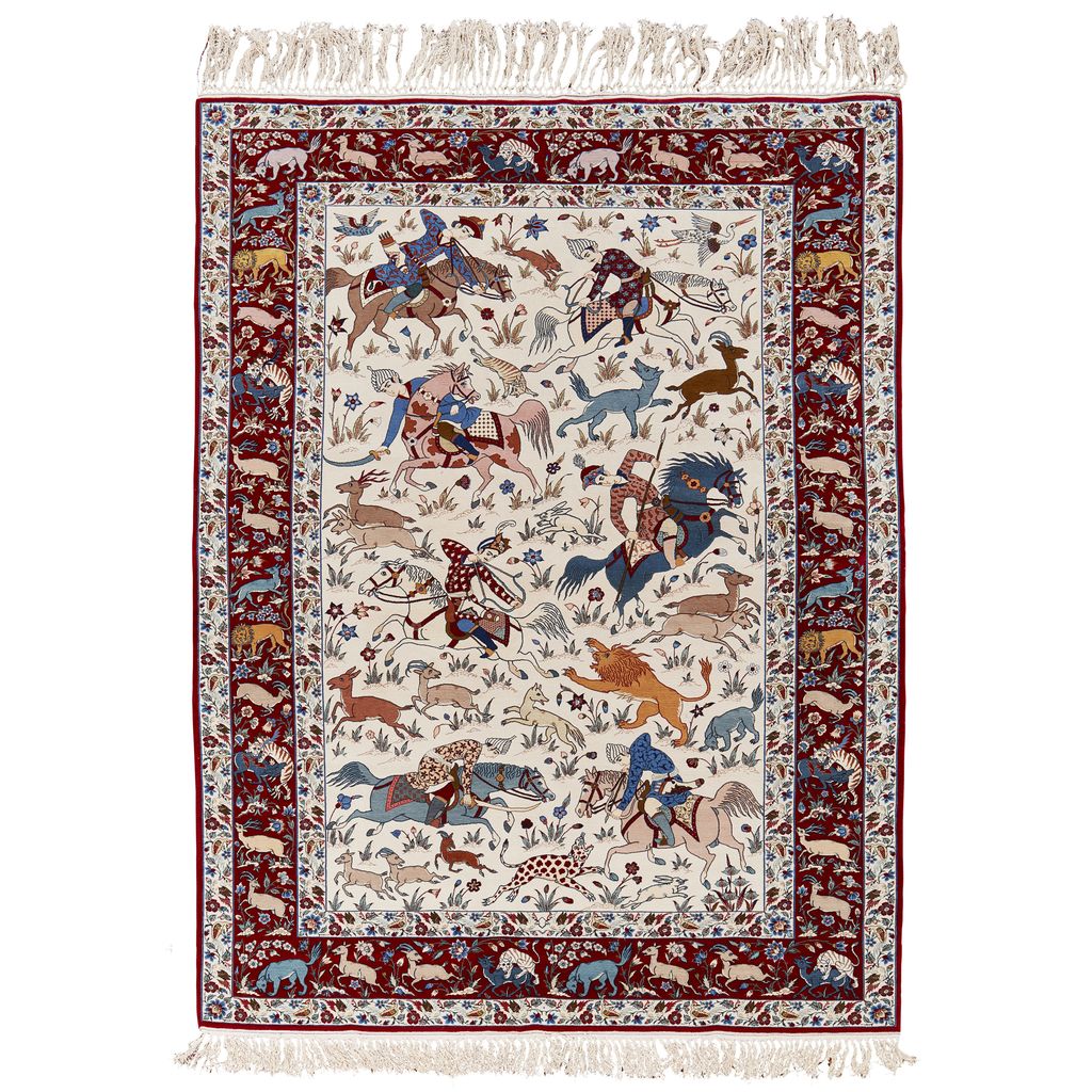 Appraisal: ISFAHAN 'HUNTING' RUG CENTRAL PERSIA POSSIBLY SEIRAFIAN LATE TH CENTURY