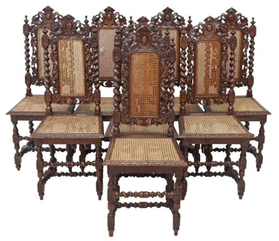 Appraisal: lot of French Henri II style oak dining chairs late