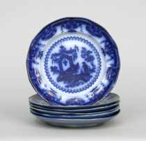 Appraisal: Six Flow Blue Plates in the Oregon pattern by T