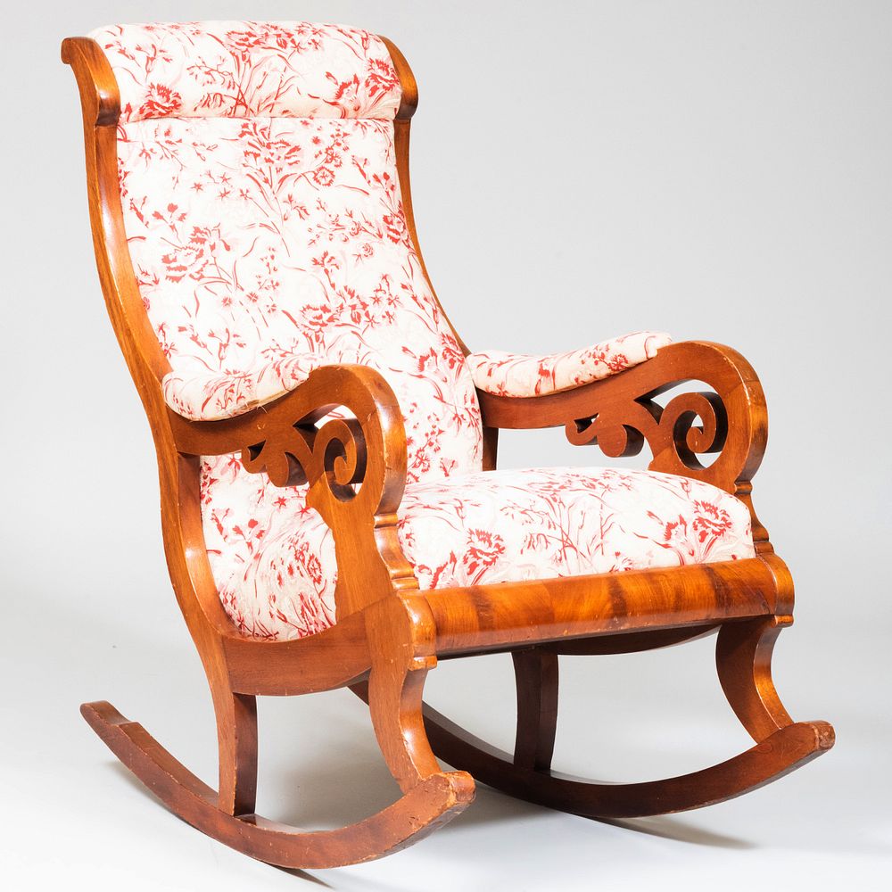 Appraisal: Victorian Mahogany Upholstered Rocking Chair x x in Height of