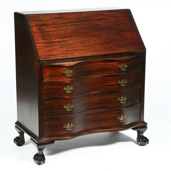 Appraisal: SLANT FRONT DESK Mahogany with eight pigeon holes five drawers