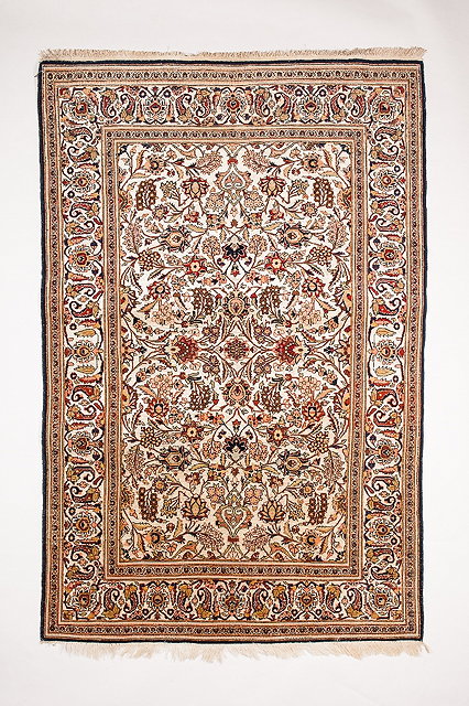 Appraisal: A KASHAN PART SILK GROUND with a complex foliate decoration