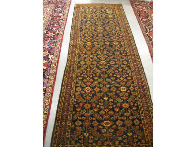 Appraisal: Mahal Persian Handmade Runner overall stylized floral on indigo field