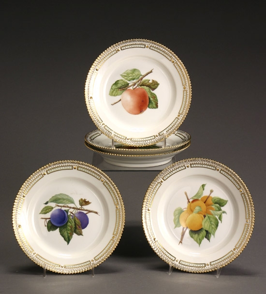 Appraisal: Five Royal Copenhagen 'Flora Danica' Fruit Dessert Dishes Dated -