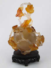 Appraisal: A Chinese agate vase and cover the oval vase with