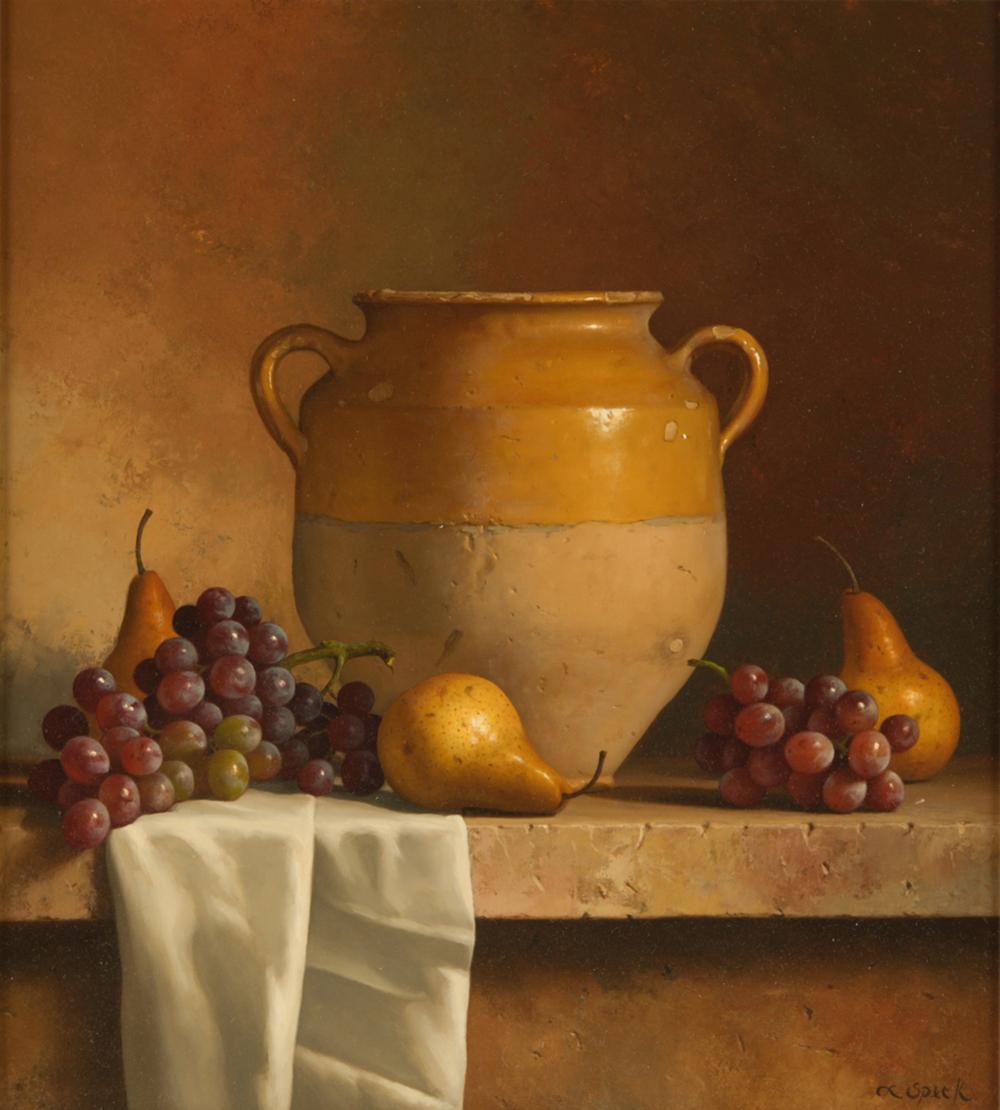 Appraisal: LORAN SPECK - STILL LIFE WITH URN FRUIToil on board