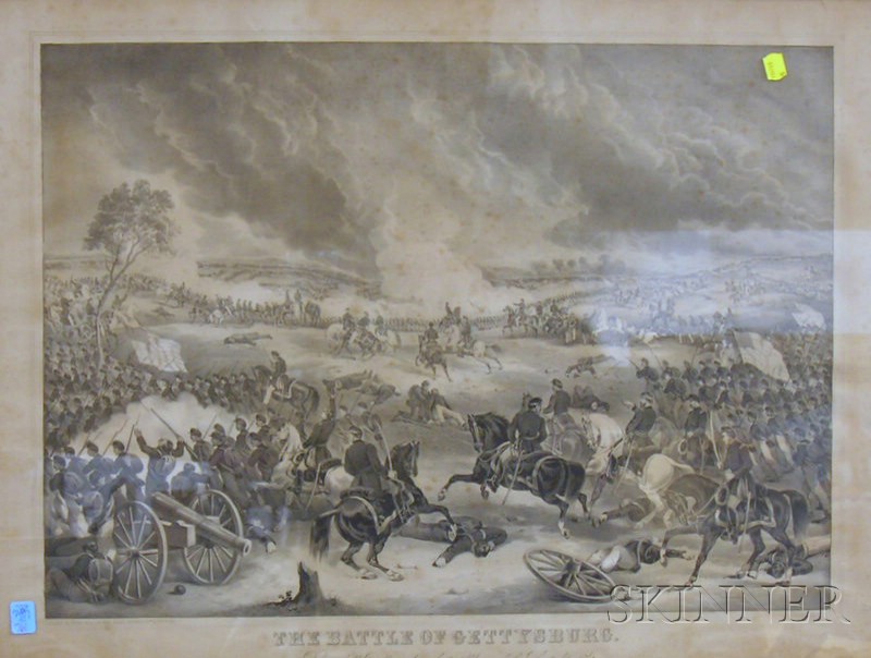 Appraisal: Giltwood Framed Thomas Kelly Lithograph Battle of Gettysburg printed by