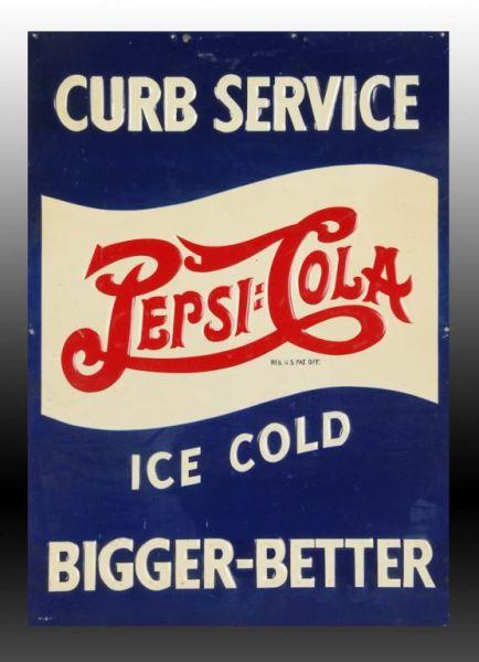 Appraisal: Pepsi Cola Embossed Tin Sidewalk Sign Description Circa s Only