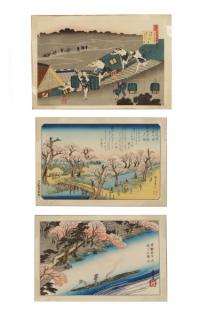 Appraisal: Hiroshige Prints from Stations of the Tokaido Utagawa Hiroshige Japanese