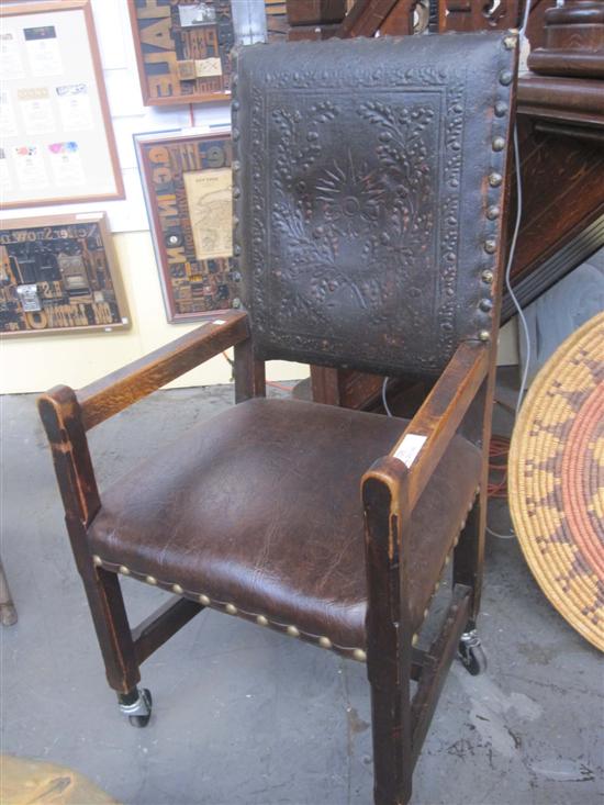 Appraisal: HALL CHAIR th C continental of oak construction having a